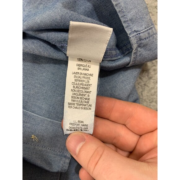 L.L. BEAN Large (L) Regular (REG) 100% Cotton Blue Button-up Button-down Shirt - Picture 5 of 10